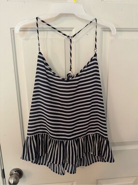 Abercrombie & Fitch Navy & White Striped Tank size Large
